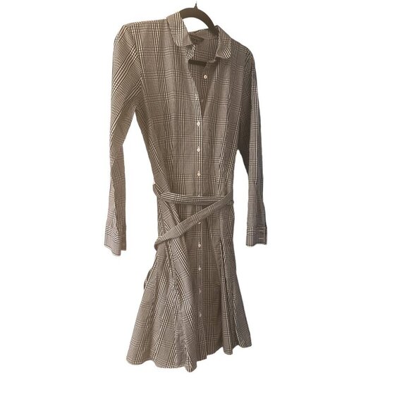 Brooks Brothers Dresses & Skirts - Brooks Brothers Womens Plaid Button-Down Shirt Dress Size 10 Black & White